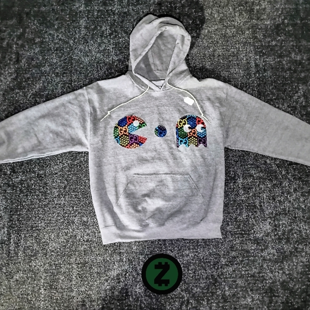 Upcycled Gucci psychedelic Gray Pac-Man Hoodie